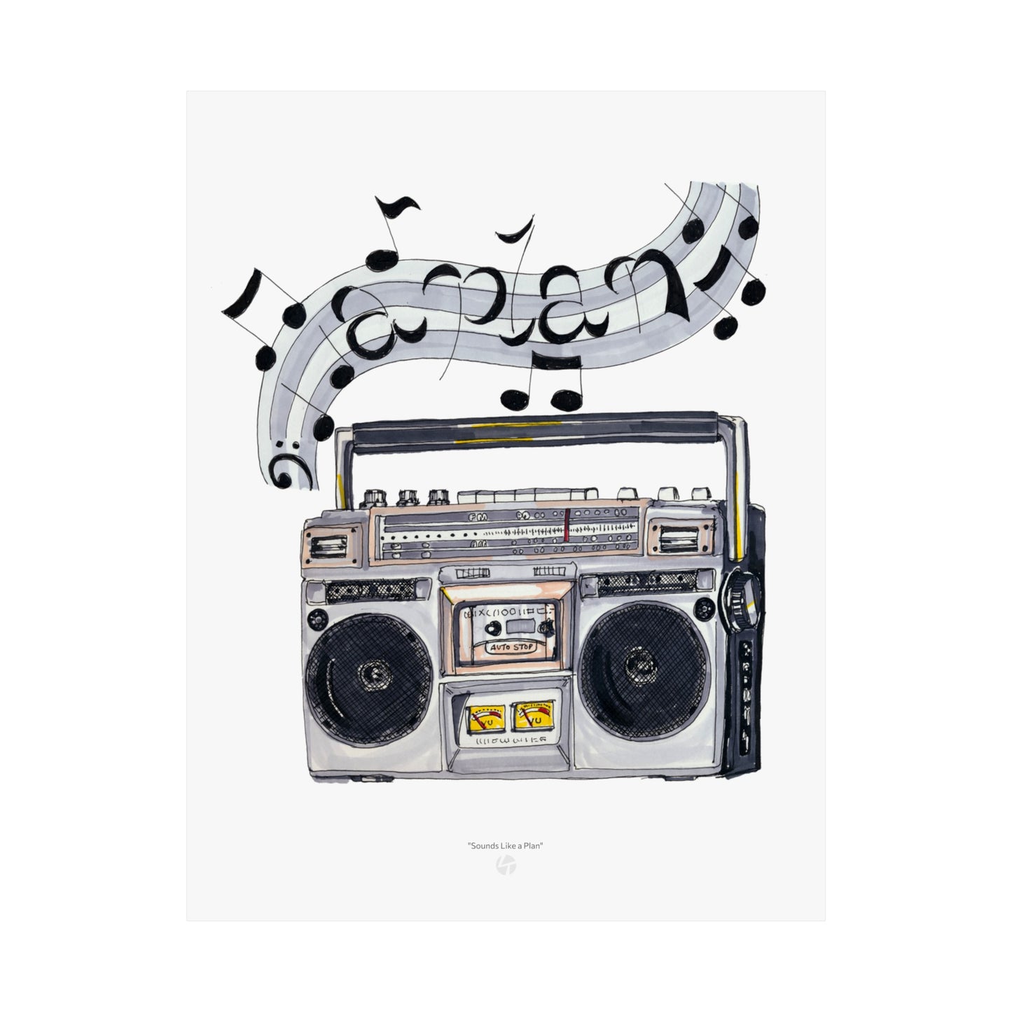 "Sounds Like A Plan" Boombox Matte Vertical Poster